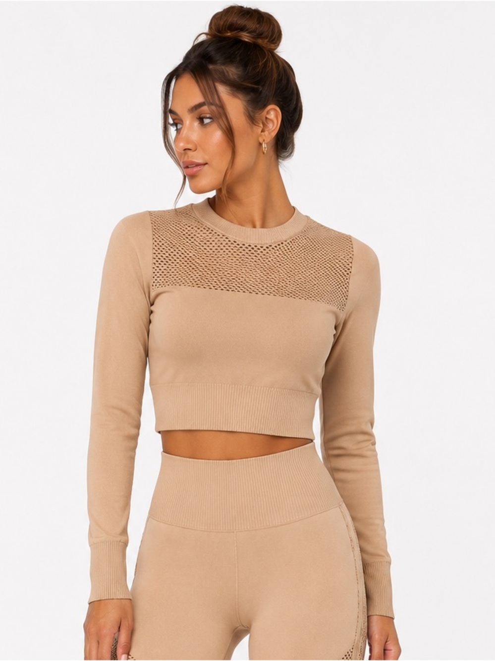 Carbon38 seamless mesh long sleeve top